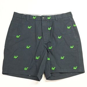 Brooks Brothers 35 x 8" Navy Blue All Over Whale Flat Front‎ Chino Shorts